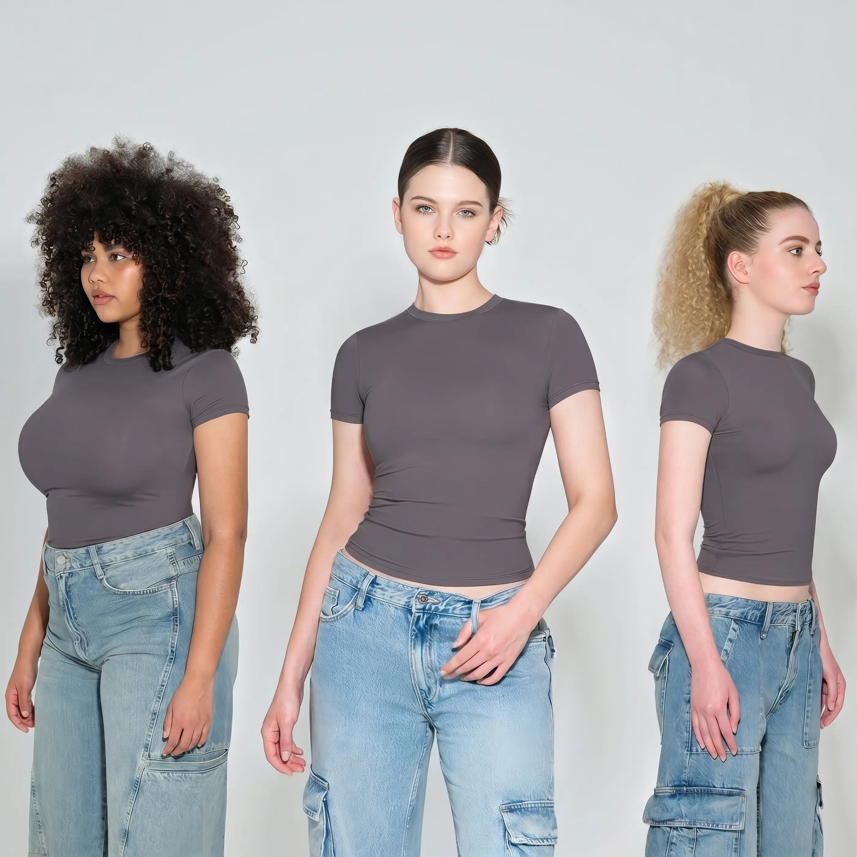 PUMIEY Snatched Fitted T-Shirt, Double Layer Crew Neck Tee, Buttery Soft Stretchy Basic, Minimal Everyday Essential summerwins