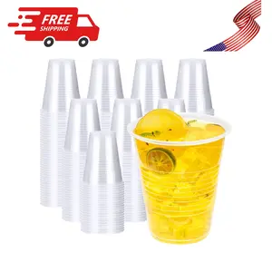 12 oz Plastic Cups, 300 Pack - Clear Disposable Drinking Cups