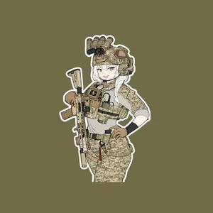 Cool Tactical Anime Warrior Sticker, Decal for Laptop, Helmet, Water Bottle, Motorcycle, Hot Trend Military Anime Style