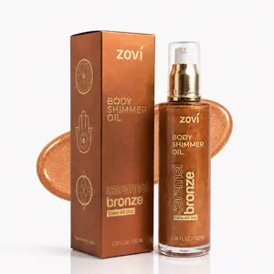 Zovi Body Glow Shimmer Oil Caramel Bronze Silk Rose Golden Nectar with and Jojoba Oil Cocoa Scent Body Glow Routine Body Luminizer olive tree body atospy body oil