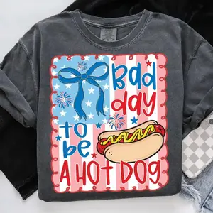 Hot Dog T-shirt on Comfort Colors, “Bad Day to Be a Hotdog” design, funny retro style, perfect for 4th of July, Memorial Day, Labor Day, comfy casual wear
