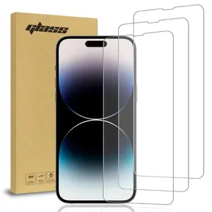 For iPhone 14 Pro Max Screen Protector 3-Pack Tempered Glass 9H Surface Hardness Ultra-Thin 0.33mm Shatterproof Oleophobic Coating Easy Install