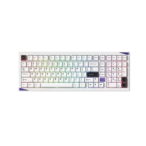 Akko Mineral 02 QMK/VIA Aluminum Mechanical Keyboard Tri-Mode RGB Hot-swappable Wireless Gaming Keyboard, Black on White, Pre-lubed Switch