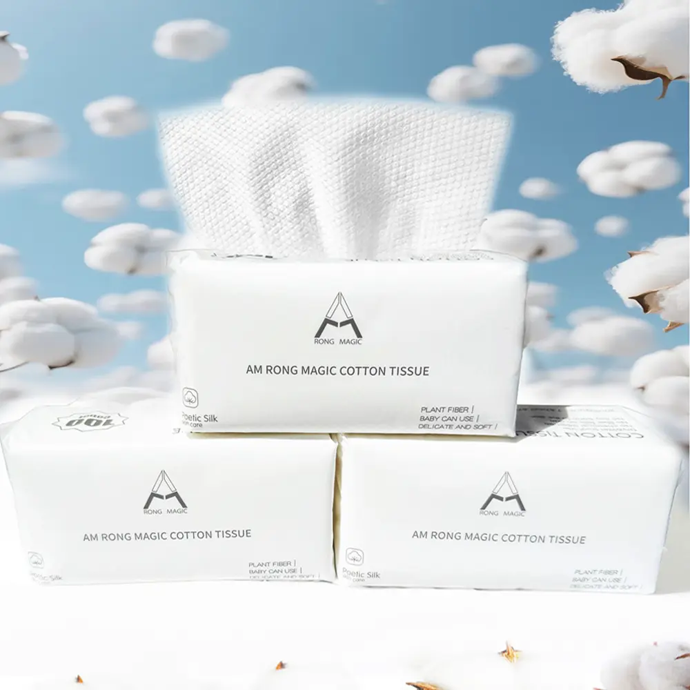 AM RONG MAGIC 3-Pack (300 Count) Disposable Gentle Cleanser Tissues, Biodegradable Ultra-Soft Thick Cosmetic Makeup Remover Cloths, Lint-Free for Sensitive Skin, Multi-Pack