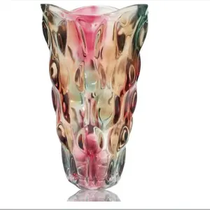 Heavy 3.5lb Purple Glass Vase – 9.5" Bohemian Style Sparkle Vase for Wedding, Office, Home Decor