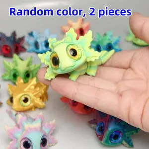 Random Color 2-Piece 3D Printed Salamander Baby Toys, Realistic Eyes and Joints, Movable Mini Decor for Home & Office, Great Gift for Halloween & Christmas