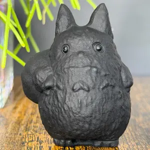 Adorable Obsidian Totoro Crystal Carving