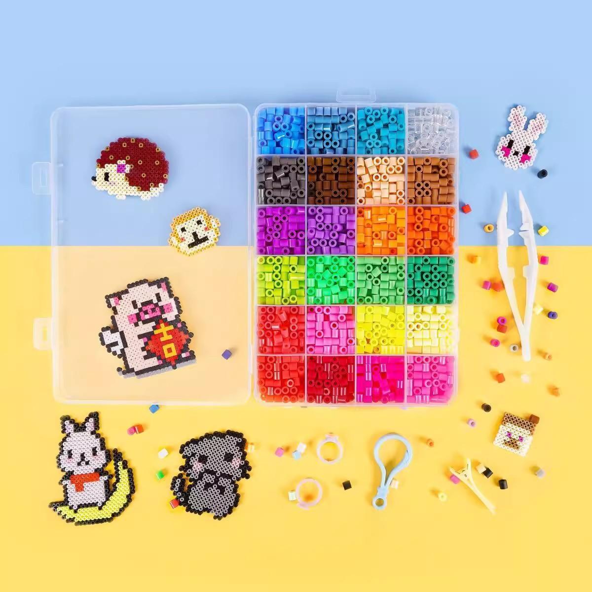 5mm Perler Beads Set with 500 Black & 500 White Beads, Upgraded Tool Kit with Pegboards, Tweezers & Ironing Paper, DIY Pixel Art Melty Beads for Kids & Adults