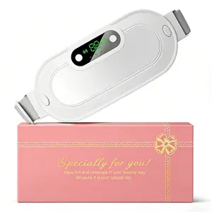Portable Cordless Heating Pad for Period Cramps, Electric Waist Belt with 3 Heat & 3 Massage Modes, Rechargeable Warm Uterus Belt, Perfect Birthday Gifts for Women & Girls (White)