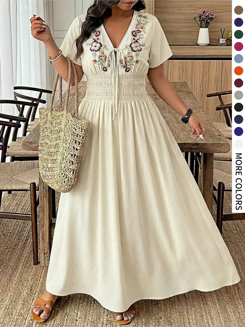 floral embroidered dress plus size - TikTok Shop