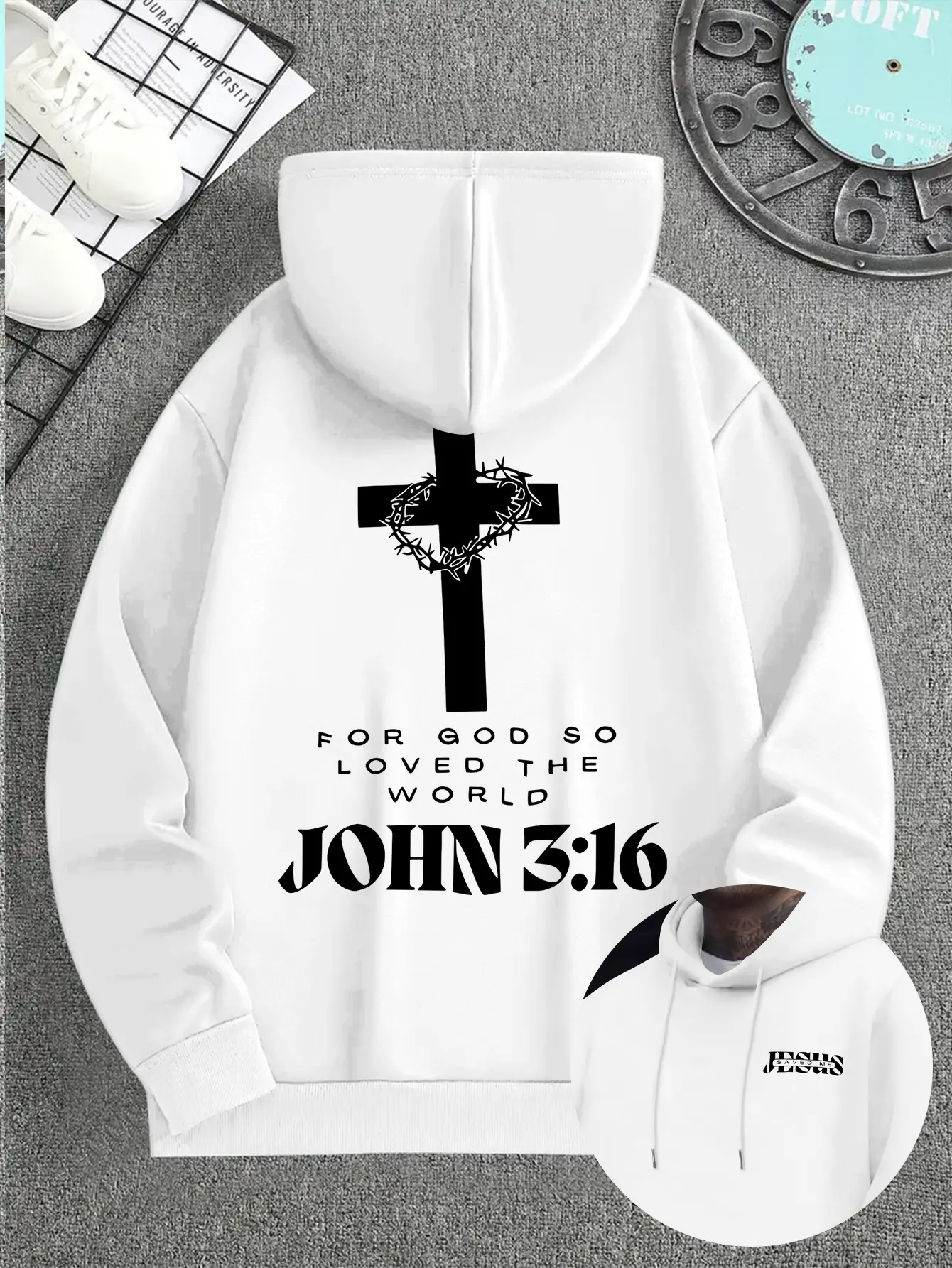 [Men's Print Hooded Sweatshirt] Men's Casual Minimalist Cross Element World Theme Hip Hop Punk High Street Print Hooded Sweatshirt - Long Sleeve Pullover, Slightly Stretchy, Regular Fit Men's Hood Classic Cotton Fabric