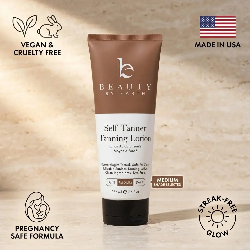 Beauty by Earth Gradual Self Tanner Body Lotion, Streak-Free Natural Bronzed Sunless Glow, Hydrating Moisturizing Tan Lotion, Made in USA, Vegan Cruelty-Free, Pregnancy & Sensitive Skin Safe