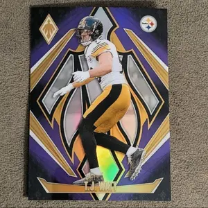 Panini T.J. Watt 2024 Phoenix Base Steelers NFL Trading Card #130 Vibrant Design Team Logo NM-MT Condition Top Loader Team Bag
