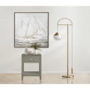 Dylan 23" Taupe Wooden End Side Table Nightstand with Glass Top and Drawer