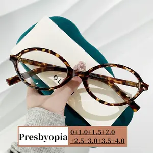 Trendy Oval Frame Reading Glasses Women Fashion Retro Anti-blue Light Presbyopia Ultralight HD Lens Far Sight Eyeglasses for Men
