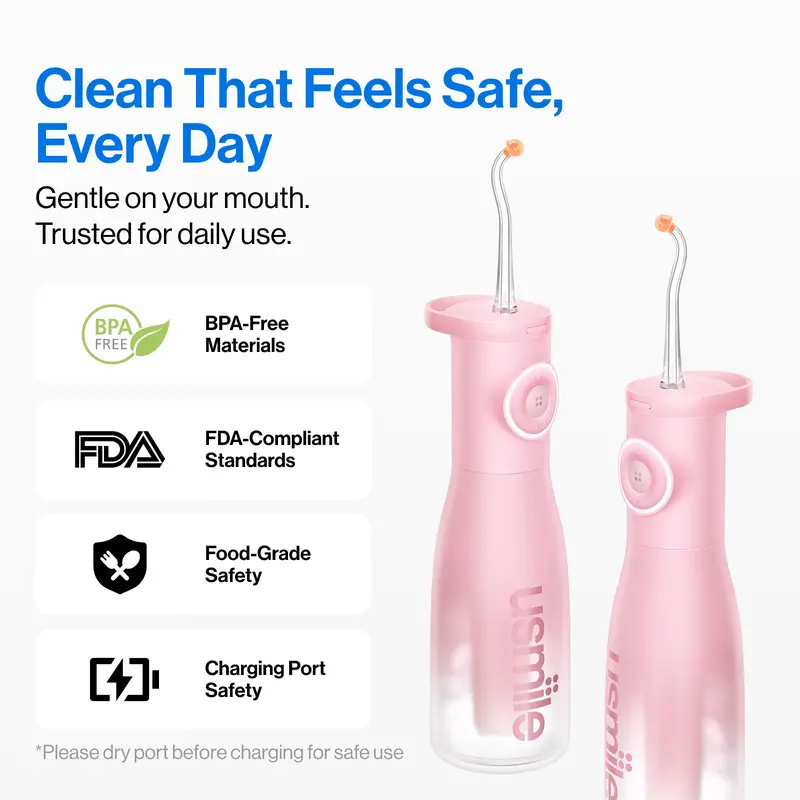 [Hot] usmile C30 Cordless Oral Irrigator - Single Unit, 60s Continuous Flossing, 60-Day Battery, 5 Intensity Levels with Gum Care Mode for Deep Clean, IPX7 Waterproof, BPA-Free, USB-C Rechargeable for Home Travel, Care Oral Irrigators, Oral Plaque Remover