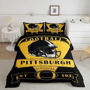 Football Comforter Set,Pittsburgh Bedding Set,American Football City Comforter,Football Fans Gifts Bed Set