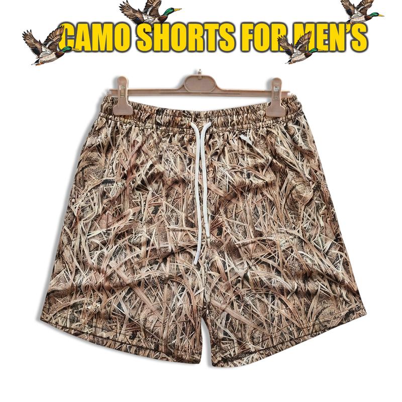 Pack 3 Camo Duck Hunting Shorts With 5 Inch Inseam, Perfect for the Gym, Basketball Camo Mesh Short, Gift for him, Gift For Her, Gym Gift
