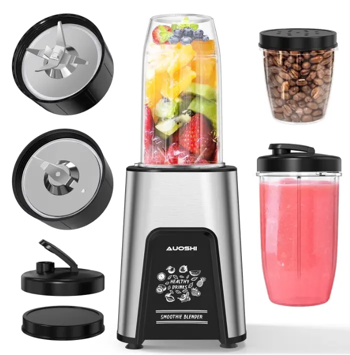 FETERVIC 1000W Personal Blender for Smoothies and Shakes, Smoothie Maker with 6 Blades, 2*23 oz Cups, 1*10oz Grind Cup, Portable Blenders for Kitchen