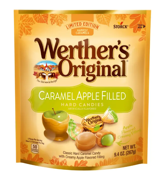 Werther's Original Limited Edition Fall Harvest Caramel Apple Filled Hard Candies, 9.4 oz Bag