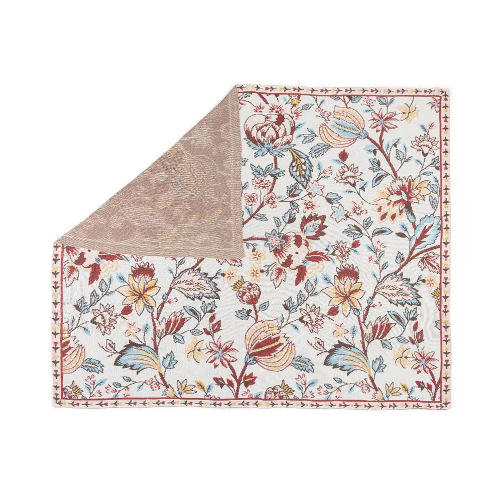 Myra 100 Percent Cotton Knitted Floral Throw Blanket - Desert Bloom Motif, 50x60 in Breathable, Durable Western-Inspired Throws, Meadow-Style Soft Furnishing for Easy to Layer, Breathable Knit