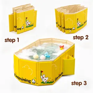 Collapsible  Bathtub & Toddler Pool, 2-in-1 Foldable Bath Tub & Play Pool with Dual Drain Holes, Portable Travel Bathtub for Infants to Toddlers, Easy to Clean