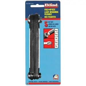 212 MAIN Eklind Tool 269-20511 #51 Fold-Up Hex Key Set with Steel Fold-Up Handle, Hex Wrenches in 3/16-3/8 Size Range