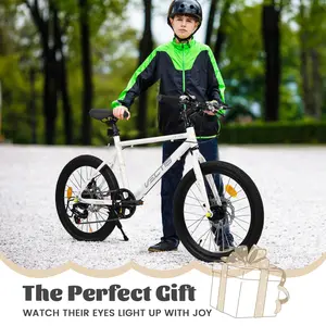 A20183 Kids Bike for 6-12 Years Old, 20 Inch Children's Bicycle for Boys Girls, 7-Speed Steel Frame, , Dual Disc Brakes, 20x1.75 Inch Tires Road Bike, 4 Color Options