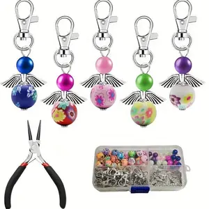 Box of 180pcs DIY Jewelry Guardian Angel Handmade Craft Set Pendants Keychains Keyrings Gifts