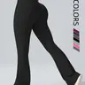 High Waist Solid Flare Leg Athletic Stretchable Sports Leggings for Women, Comfortable Stylish High Elasticity Clothing for Gym & Daily Wear, Flared Workout Leggings, Stretchy Sports Leggings