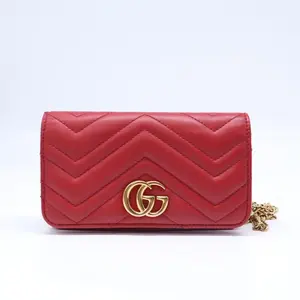 Pre-owned GUCCI leather Crossbody Bags GG Marmont Matelassé Mini Chain Bag twins B22256