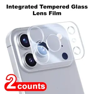 Two-Pack Transparent Tempered Glass Lens Film for iPhone 15/16/17 Pro Max, Full Coverage Camera Protection Pad for iPhone 17 17 Air