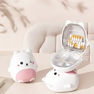 Portable Bear Medicine Box Charming Bear Design Pill Organizer with Sealed Compartments! Large Capacity Storage for Daily Medications. Perfect for Home Use and Travel Organization.