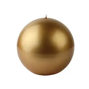 212 MAIN 4 in. Metallic Gold Ball Candles, 2-Piece Box, Unscented 56-Hour Long Burn Candles for Room Decor, Two Piece Sets