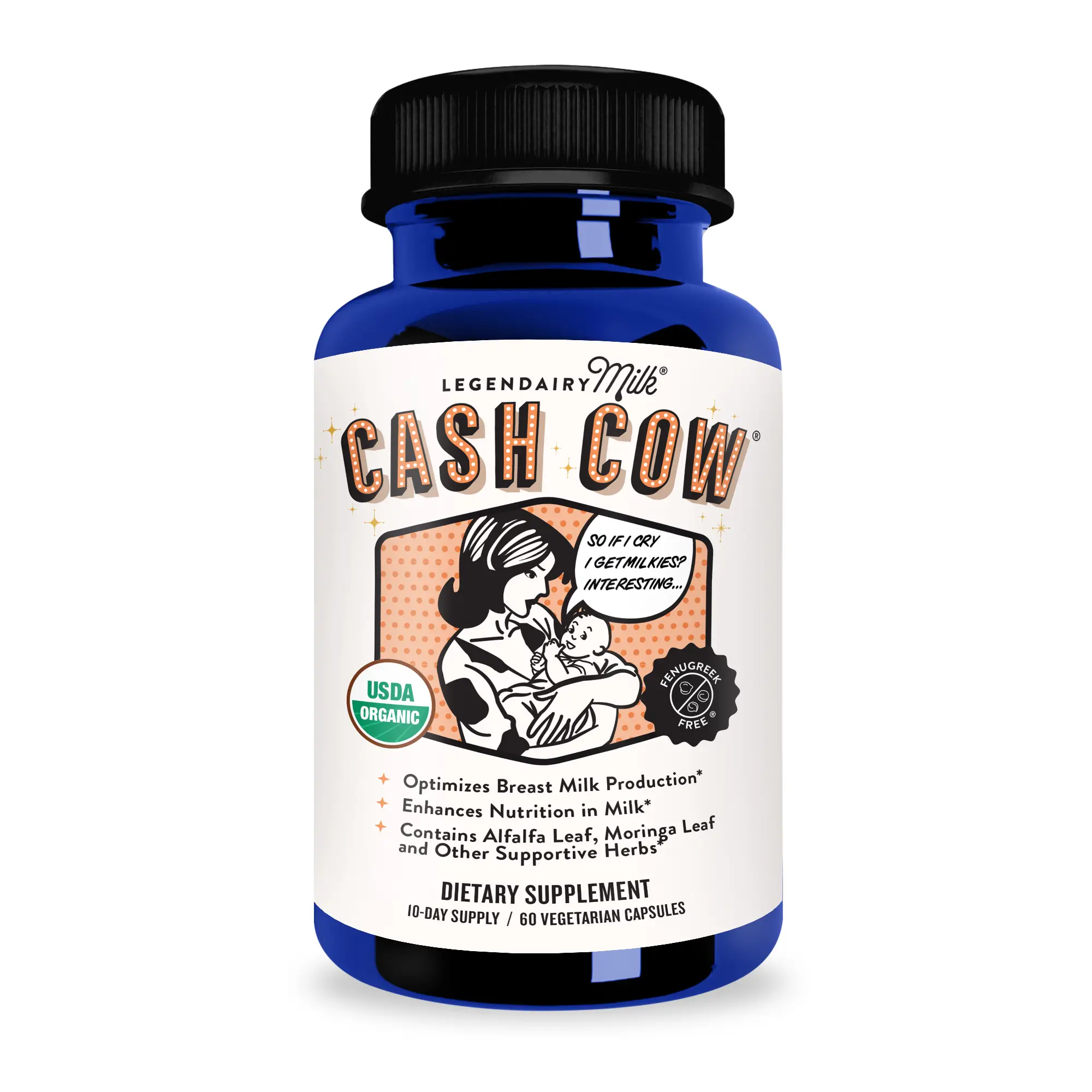 Cash Cow - Legendairy Milk - Milk Supply - Lactation Supplement - Certified Organic Herbs - Vegan, Kosher, Halal Certified