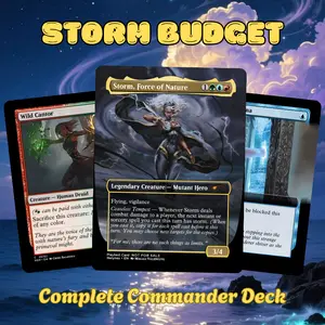 MTG Commander Deck: Storm Cascade Budget MTG Proxy 100 Cards Gift Strategy Deck – Spell Combo Theme – Red Blue Build – Arcane Energy Battle Card Game Gift Set for Collectors