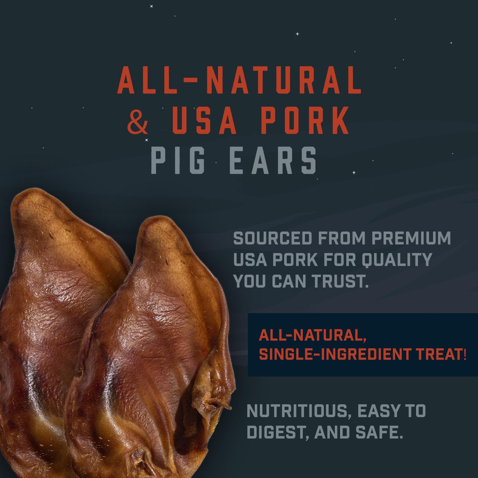 Wild Wolf USA Pig Ears (5 Pack) 100% Natural Dog Chew Treat - Sourced and Baked in The USA - Healthy, High Protein Dog Snack