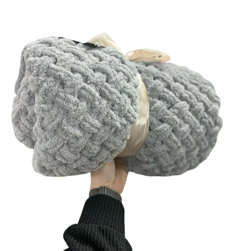Quilts - Soft Knit Plush Quilt in Gray with Smooth Texture