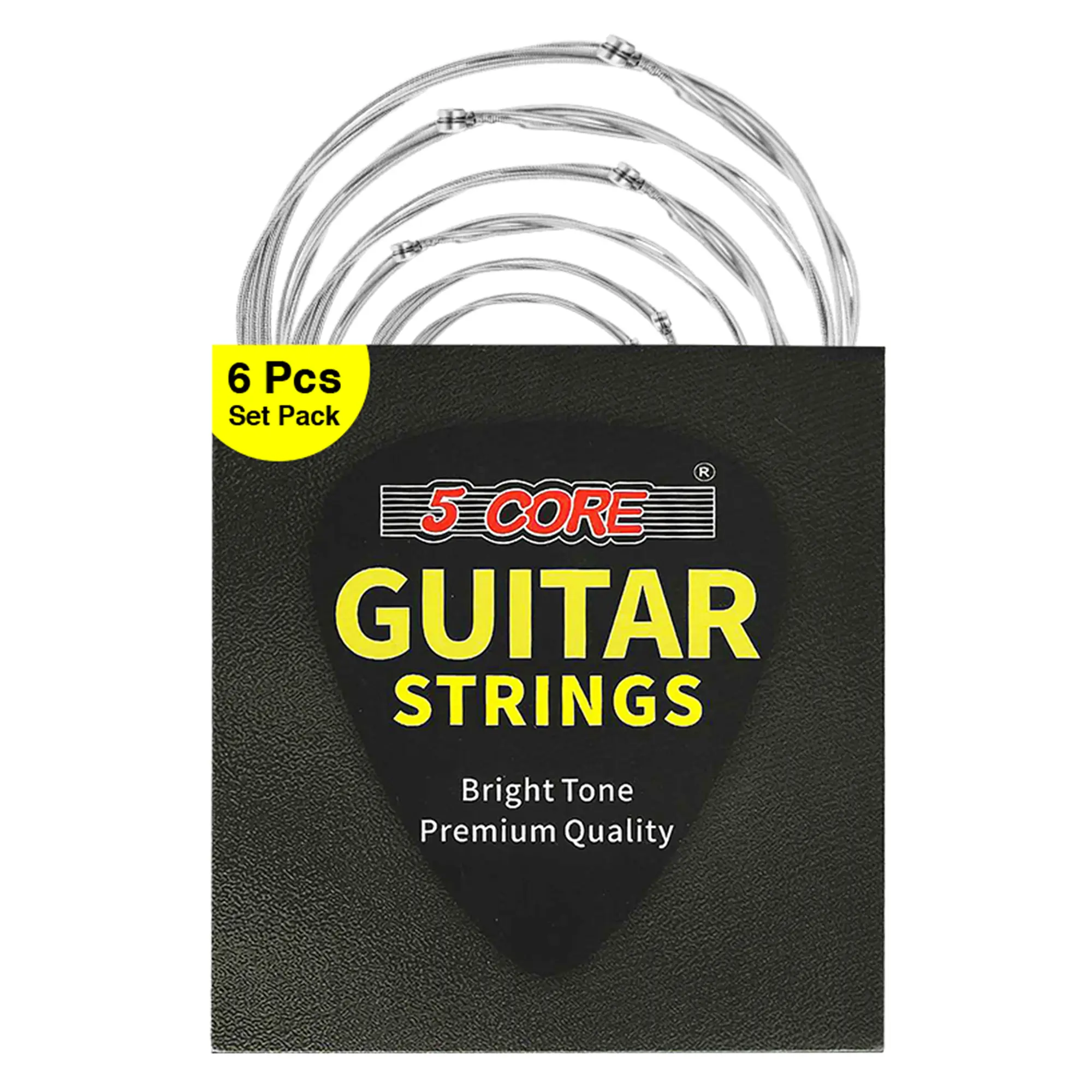 5 Core Acoustic Guitar 6 String Set Light Gauge Steel Carbon Core Bright Powerful Tone Heavy Duty