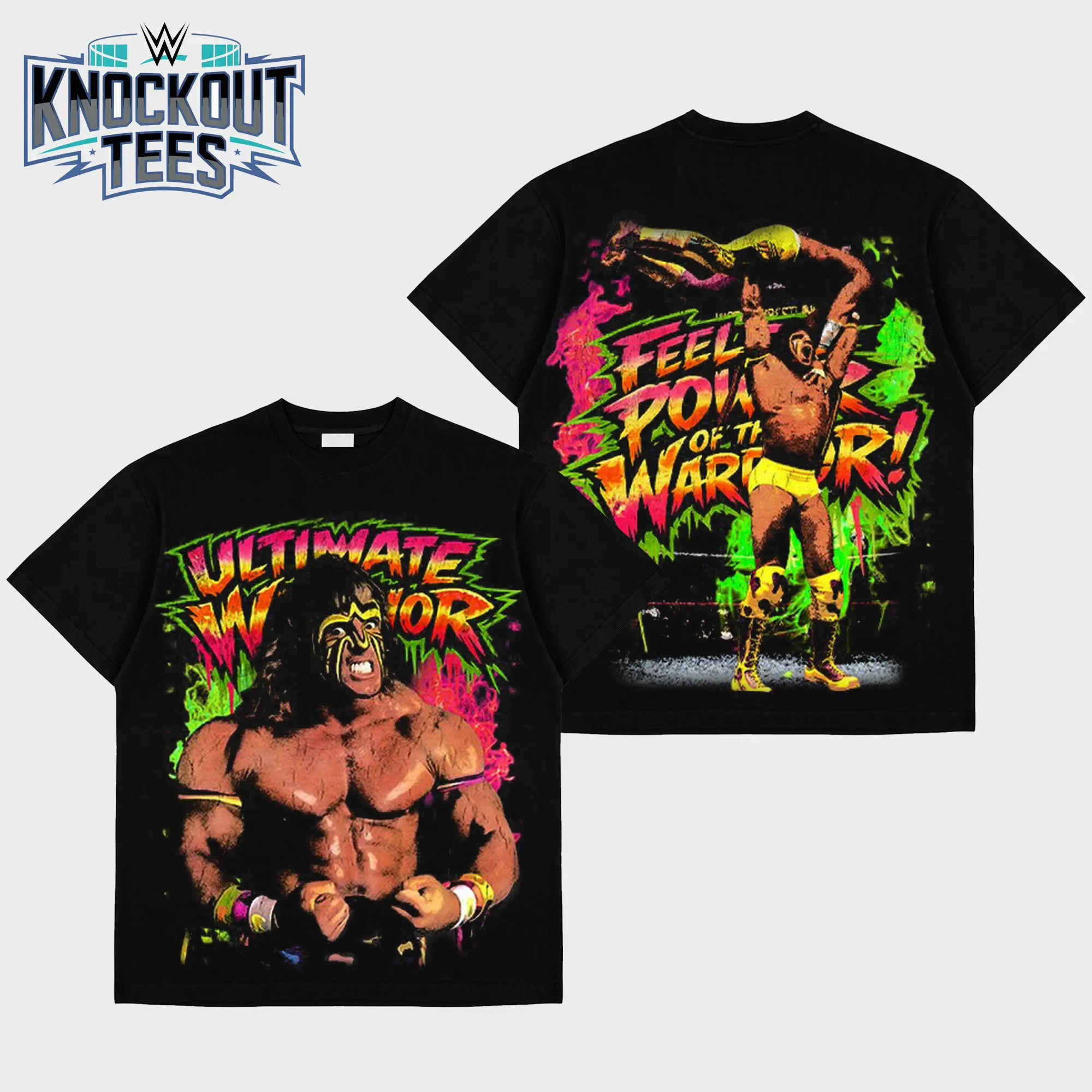 [Knockout Tees] The Ultimate Warrior Premium Cotton T-Shirt, The Face-Painted Legend VIntage T-Shirt, The Power of the Warrior Acid Washed Shirt, Ultimate Warrior Fans Shirt, WWE Wrestling Graphic Tee for Fans, gift for WWE fans, Gift for Boyfriends
