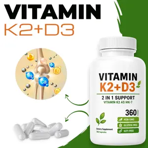 60-360 Capsules Vitamin D3 5000 IU with K2 MK7 90mcg - Bone Support Complex