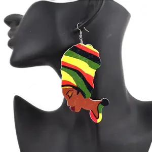 AAESSENTIALS 4 set Afro Dangling Earrings with Unique Design Colorful Rasta Style Fashion Jewelry for Accessories
