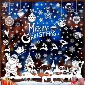 236 count Christmas Window Clings, 9 Sheets Double-Sided Snowflakes Window Stickers, Snowman Xmas Decorations Stickers for Glass Window,  Decor  School