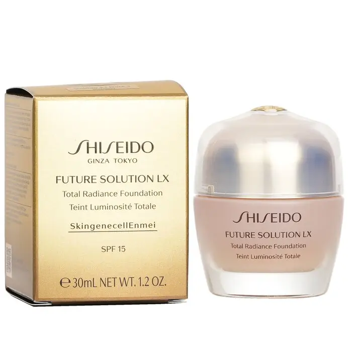 SHISEIDO Future Solution LX Total Radiance Flawless Foundation, Cosmetic Makeup with Brightening & Moisture Benefits, SPF15 - # Golden 3