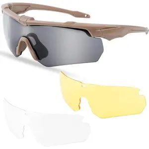 Tactical Safety Shooting Glasses with Interchangeable Lens Perfect for Hunting and Riding Outdoor Activities