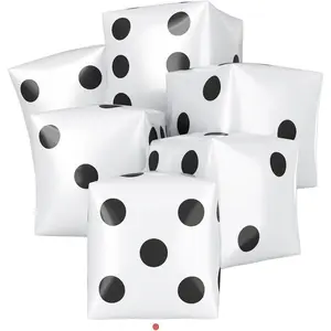 Dice Foil Balloons,White 6Pcs 24Inch Large Cube Foil Balloons,Inflatable Dice Balloon for Casino Theme Birthday Game Night Party Decorations