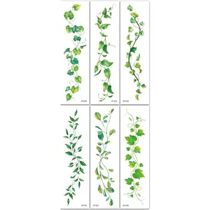 Green Leaf Vine Temporary Tattoo | Fresh Natural Style | Women's Waterproof Tattoo, Daily Party, Festival Arm and Chest
