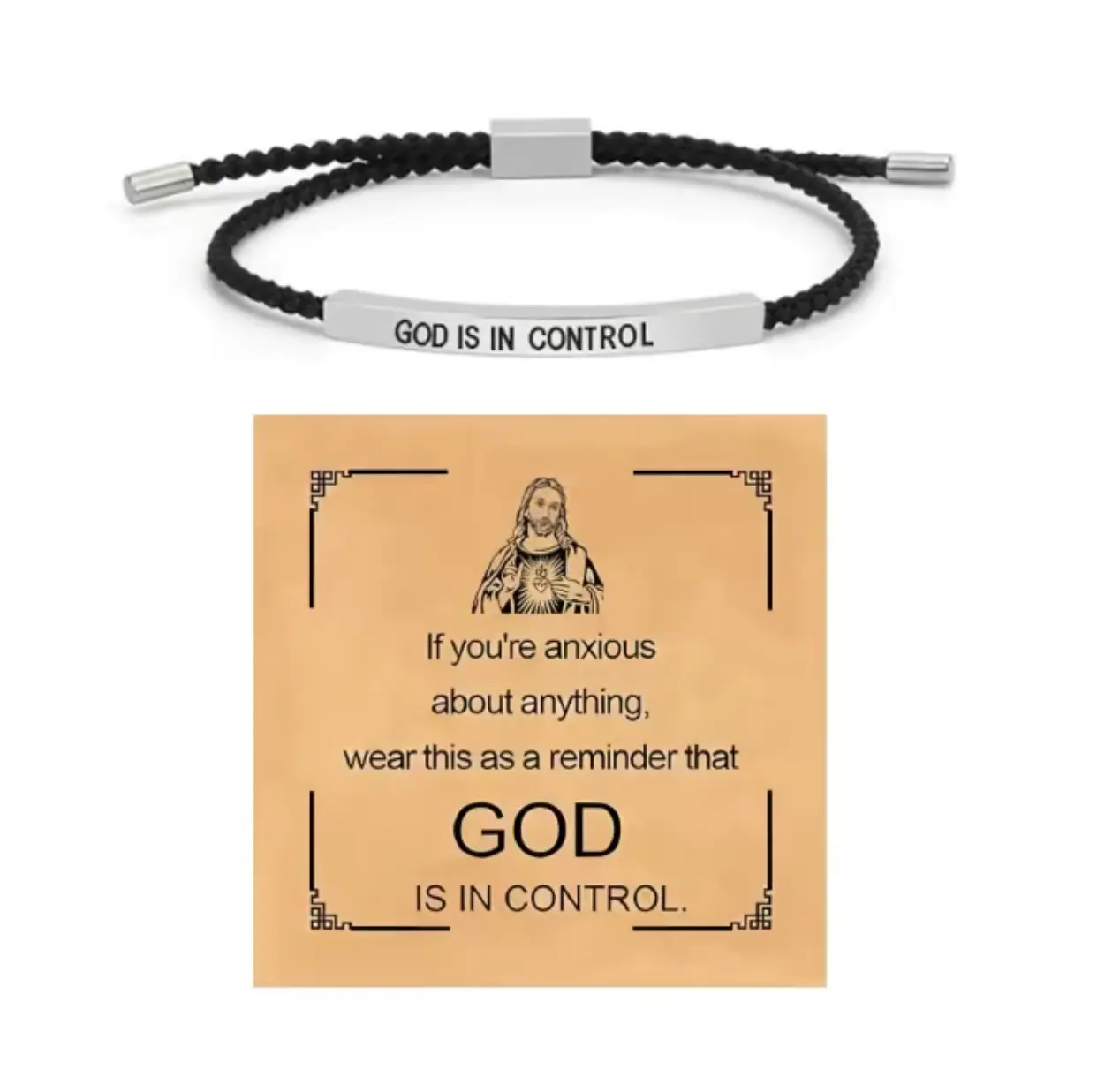Inspire Bracelet GOD IS IN CONTROL - Elegant Design with Unique Patterns and Letter Bracelets 	 	 	 chains with pendants gold miami cuban link chain heart chain elegant everyday jewelry evry jewel gold rustic jewelry exquisite chain jewelry