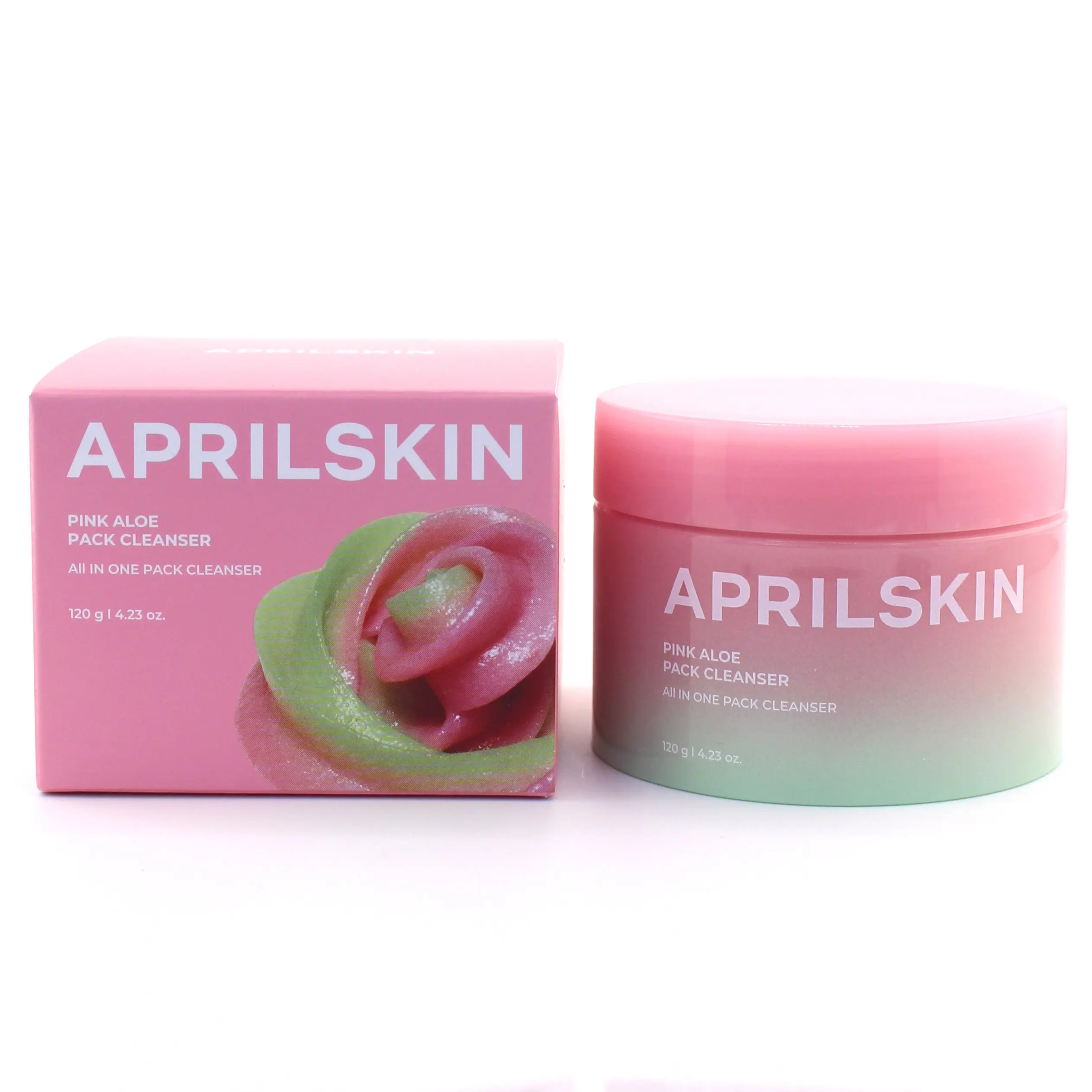 April Skin Pink Aloe Pack Cleanser (120g) - Gentle Facial Cleanser for Sensitive Skin, Supports Facial Cleansing, Soothing and Hydrating Effects