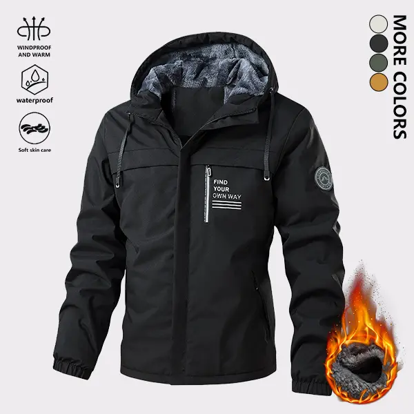 Men's Outdoor Waterproof Softshell Jackets, Lightweight Windproof Warm Long Sleeve Hooded Coats with Multi Functional Pockets, Zip Fastening & Stand Up Collar, Ideal for Daily Casual, Hiking, Trekking, Camping & Fishing